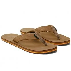 Rip Curl Revival Leather Open Toe Badeschlappen Tan Herren