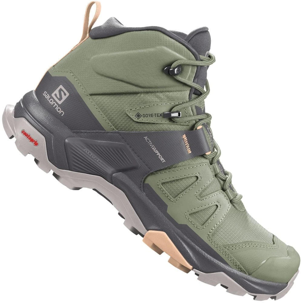 Salomon X Ultra 4 Mid GTX Hikingschuhe Oil Green/Magnet/Almond Cream Damen 1 Salomon X Ultra 4 Mid GTX Hikingschuhe Oil Green/Magnet/Almond Cream Damen